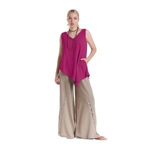 Oh My Gauze Allie Cotton Blouse Womens S Boho Granola Lagenlook Asymmetrical